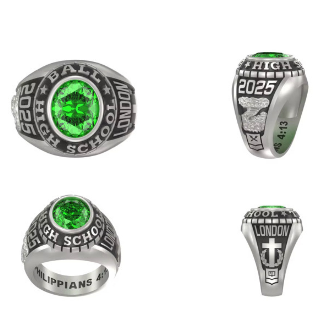 Bold City Men's Traditional Oval Stone Class Ring