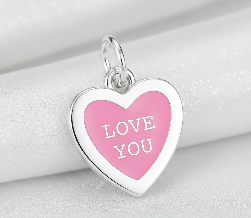 “Love You” Conversation Heart Disc Charm