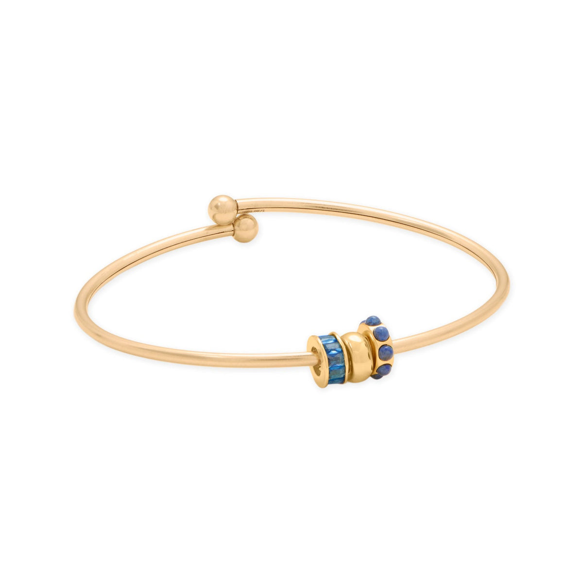 14/20 Gold Filled Flex Tube Bangle with Threaded Bead Ends