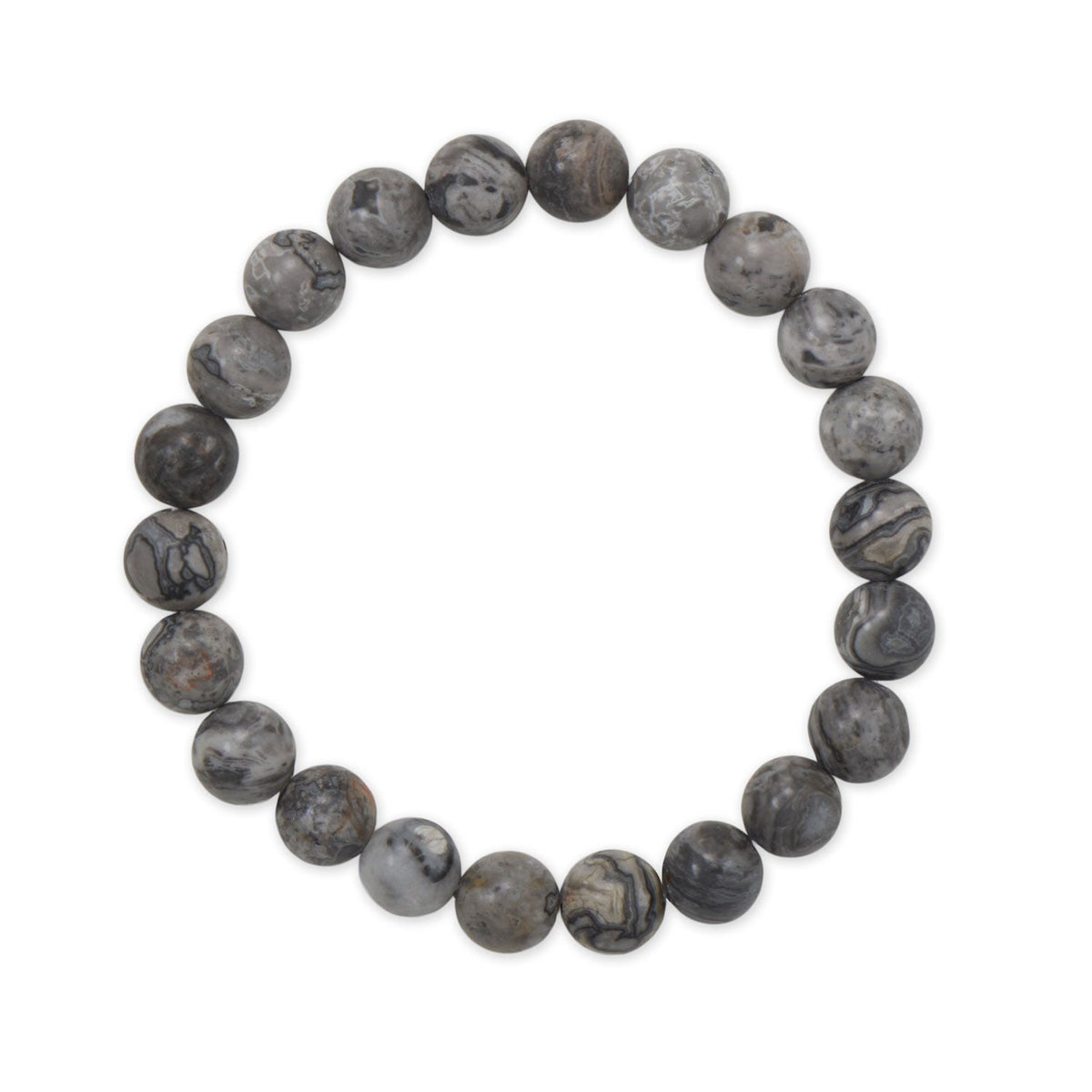 8mm Round Earth Jasper Stone Stretch Bracelet