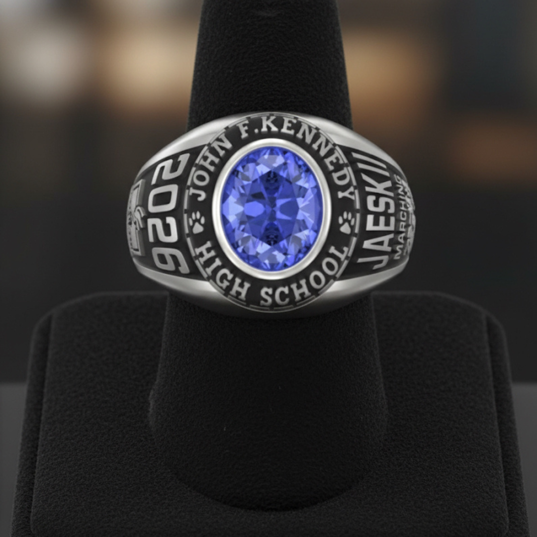 JFK Men's Cougar Paw Sterling Silver Traditional Class Ring