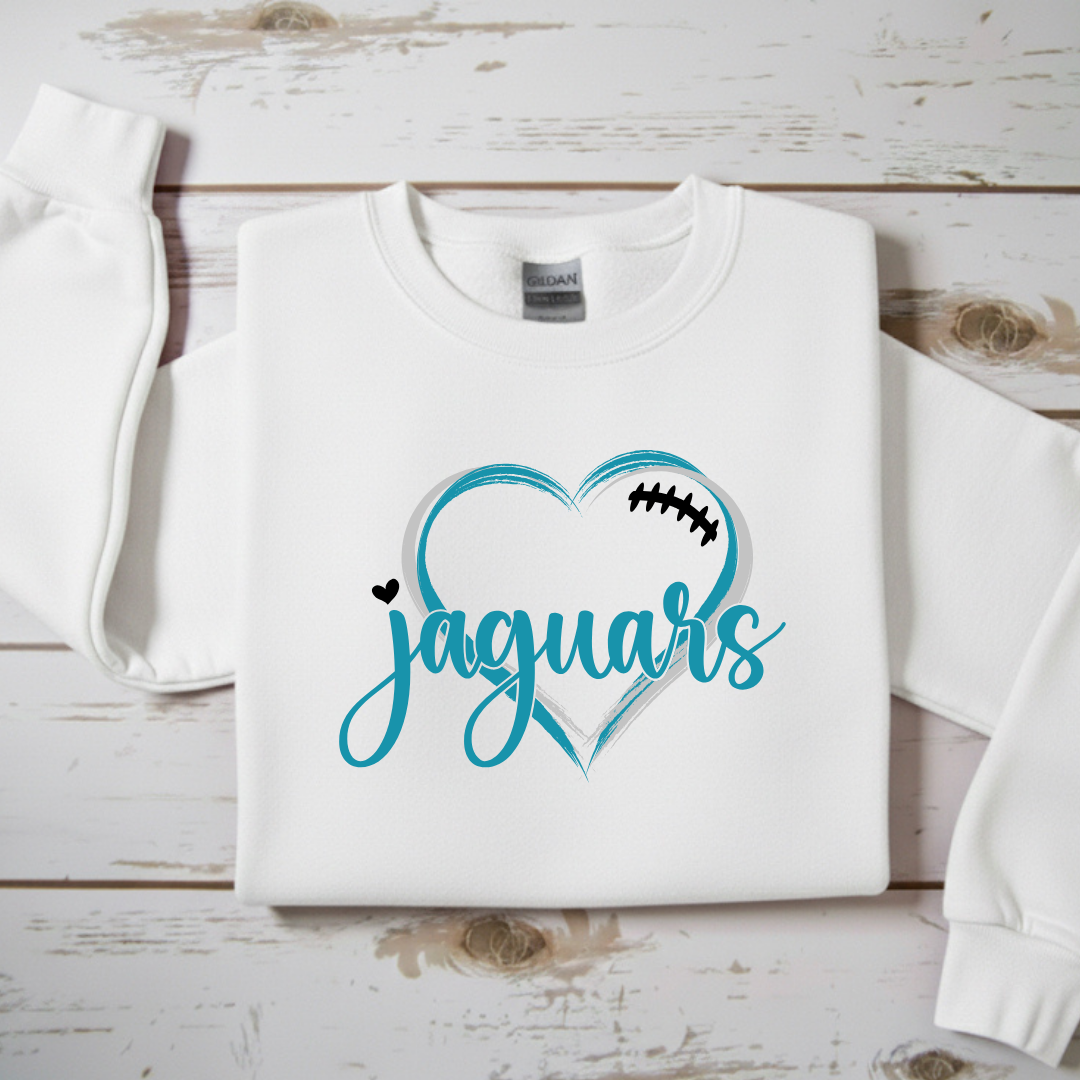 Jaguars Football Heart Crewneck Sweatshirt