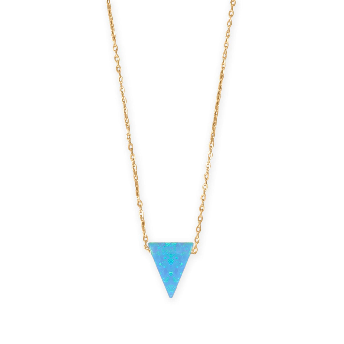 16" + 2" 14 Karat Gold Plated Synthetic Opal Triangle Necklace