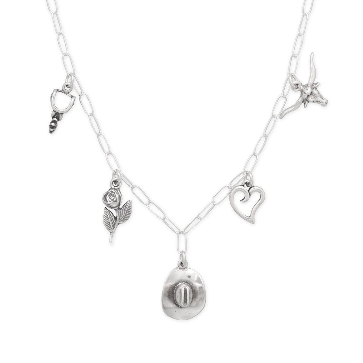 Love and Cowgirls! 18" Oxidized Charm Necklace