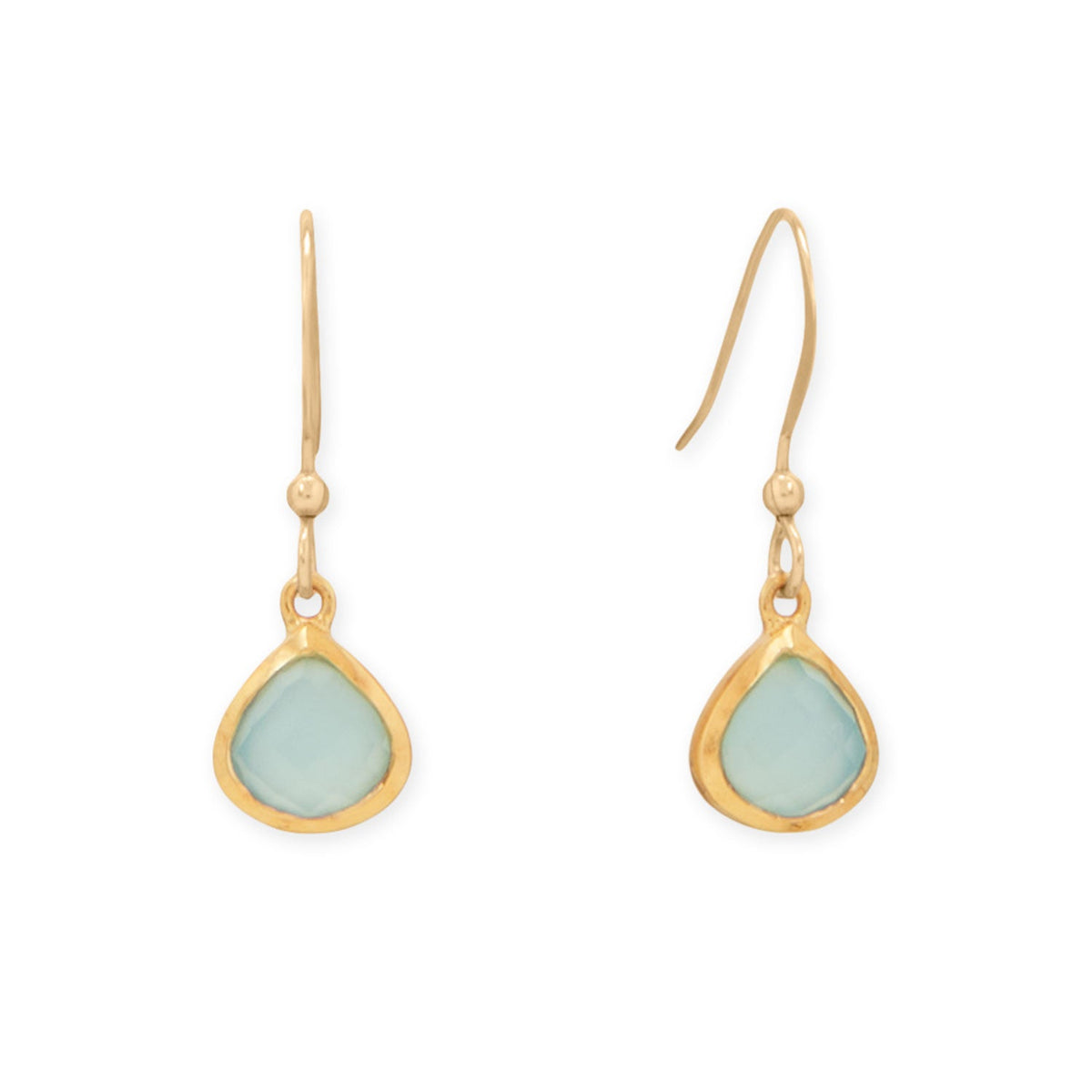 14 Karat Gold Plated Pear Aqua Chalcedony Charm