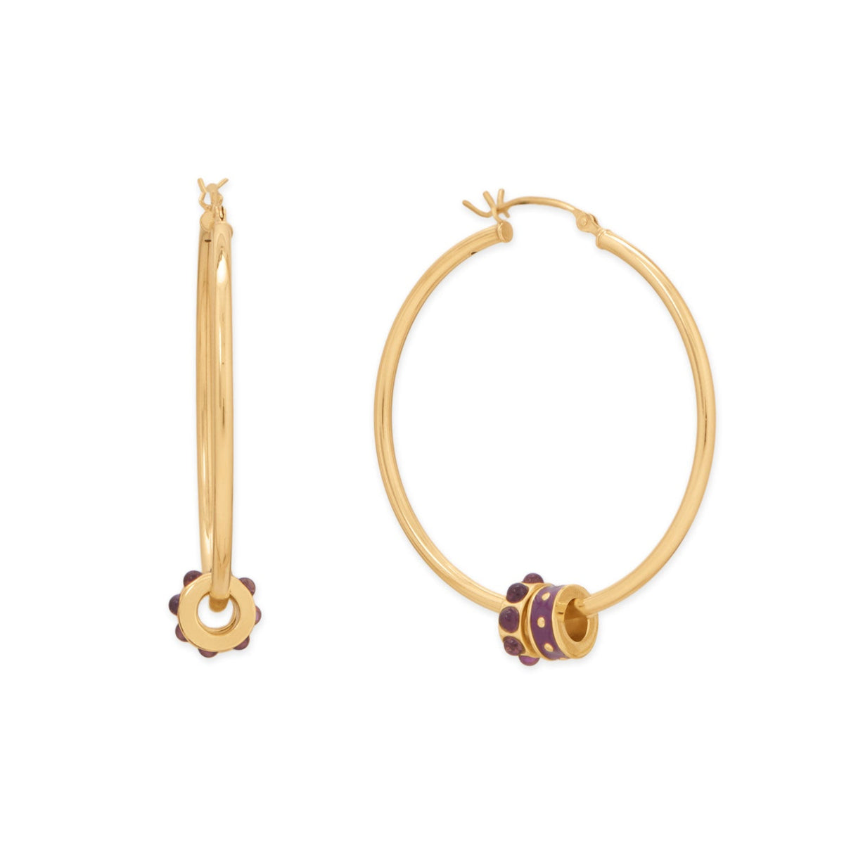 14 Karat Gold Plated Amethyst Wheel Bead Charm