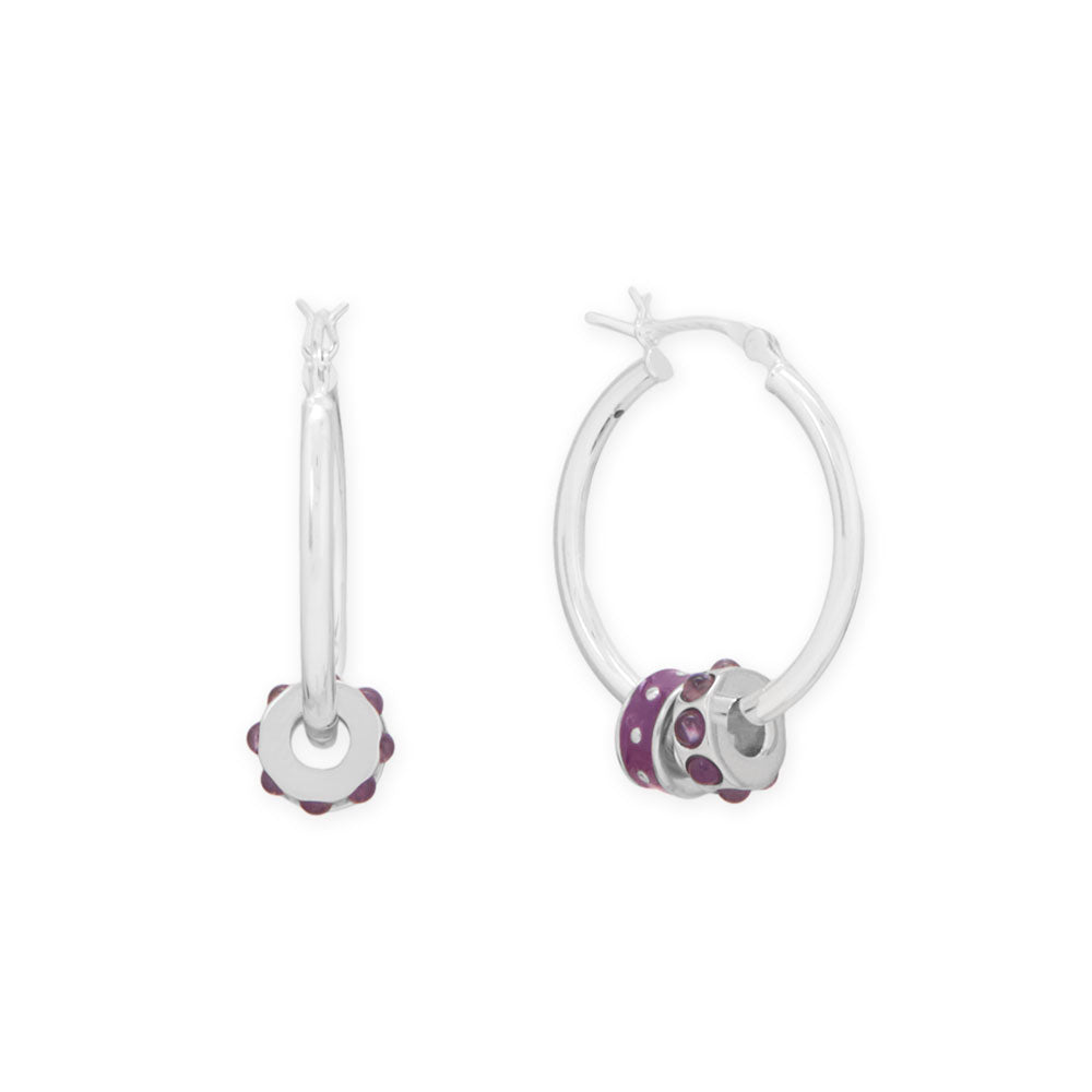 Rhodium Plated Amethyst Wheel Bead Charm