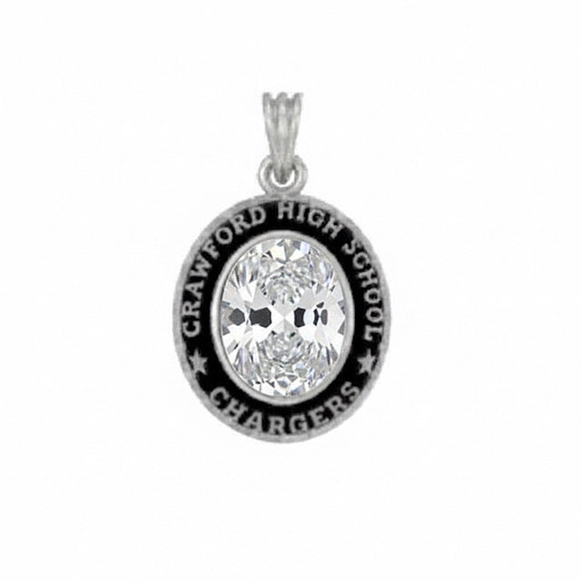 Crawford Mascot Oval Birthstone Class Necklace