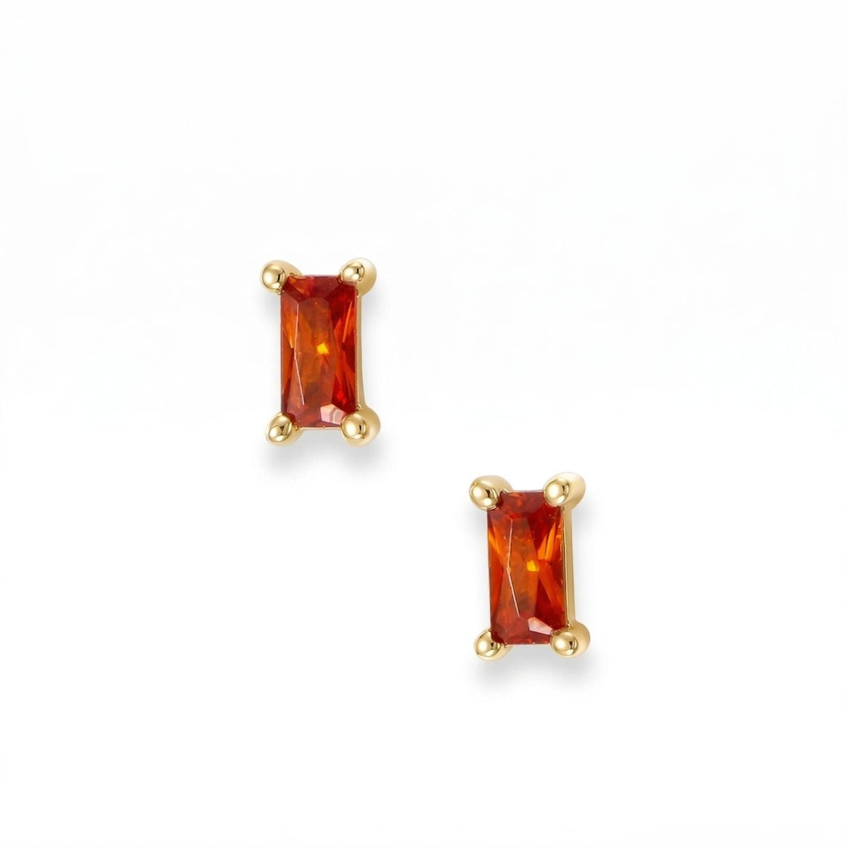 14 Karat Gold Plated Tangerine Baguette CZ Earrings