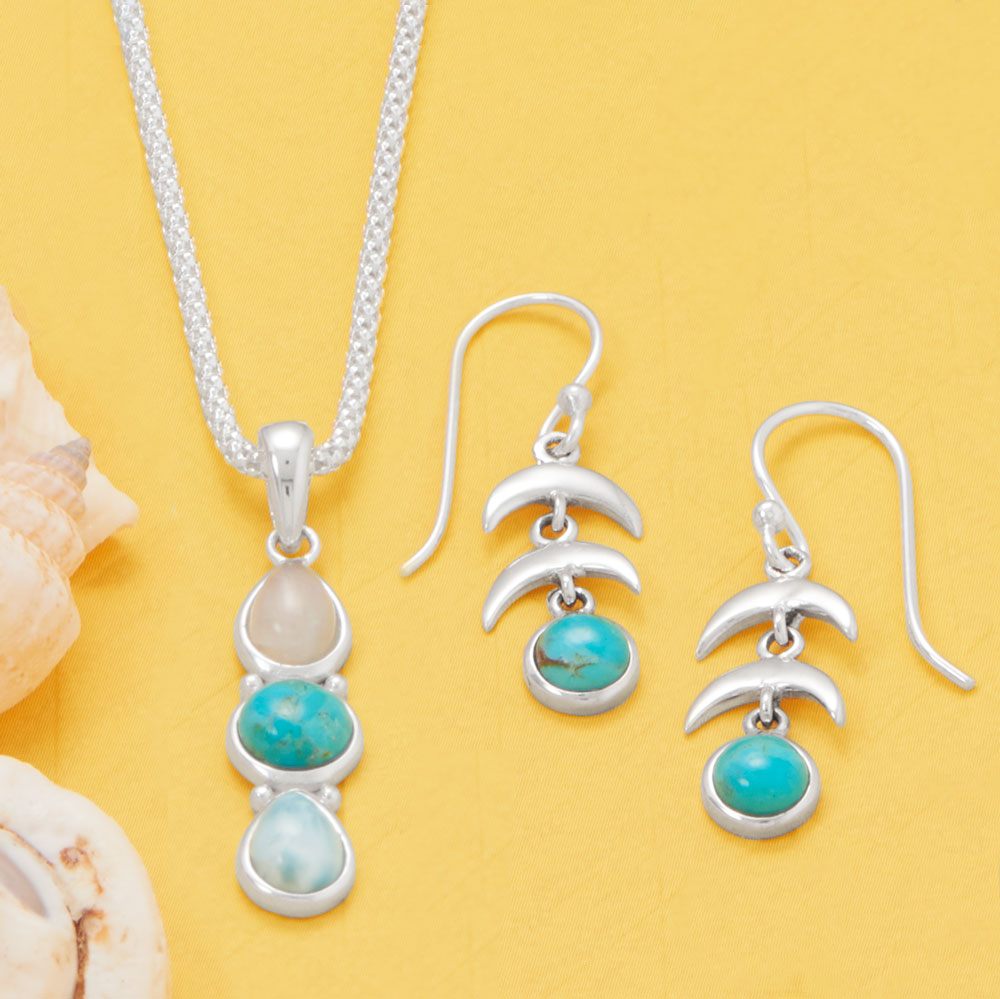 Turquoise Crescent Drop Earrings