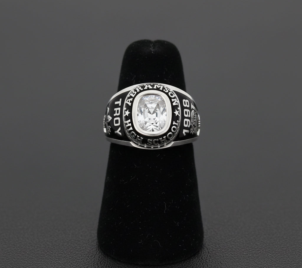 Square College Ring 【Casual】（Silver） Promo Men's Sterling Silver Square Traditional Class Ring