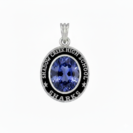Shadow Creek Sharks Oval Birthstone Class Necklace