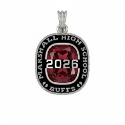 Sterling Silver Top Bridge Cushion-Cut Mascot Birthstone Class Necklace