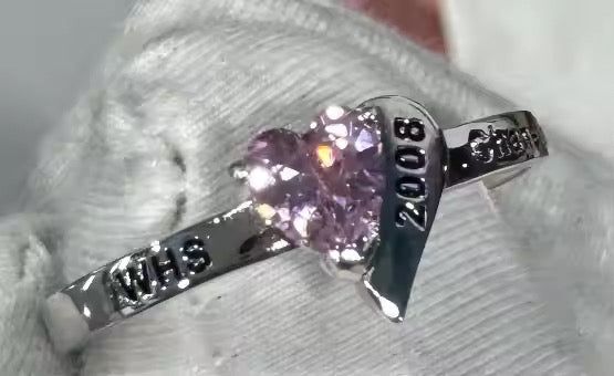 Sterling Silver Crystal Heart Class Ring