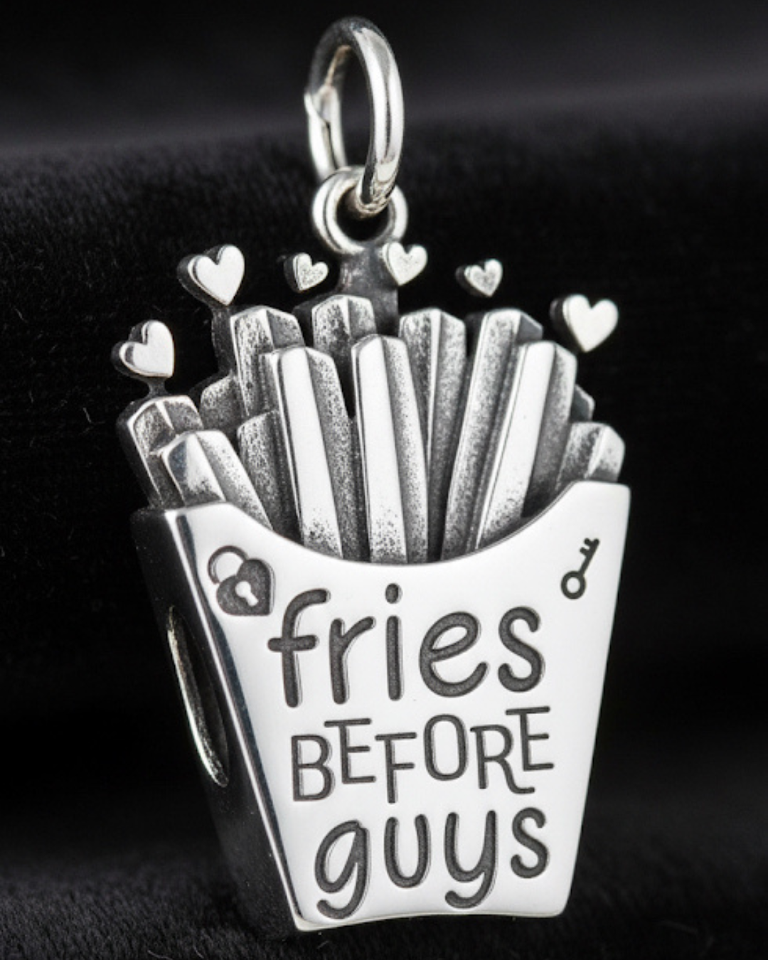 "Fries Before Guys" Sterling Silver Charm
