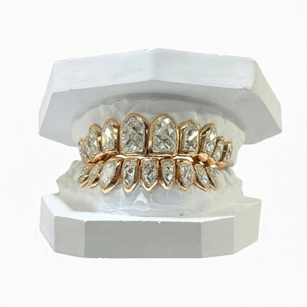 Two Tone Diamond Dust & Box Cut Grillz