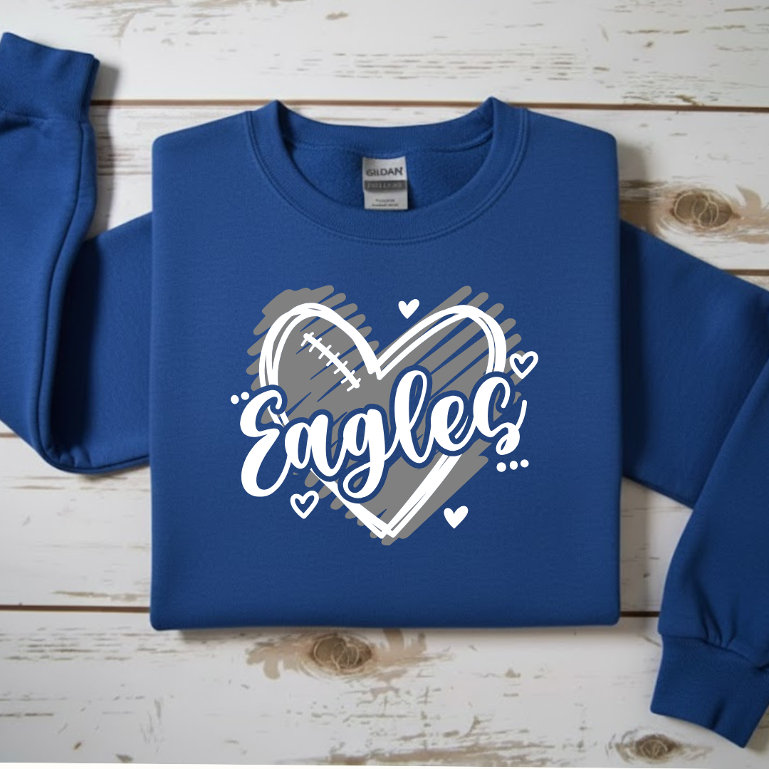 "Love My Eagles" Football Heart Crewneck