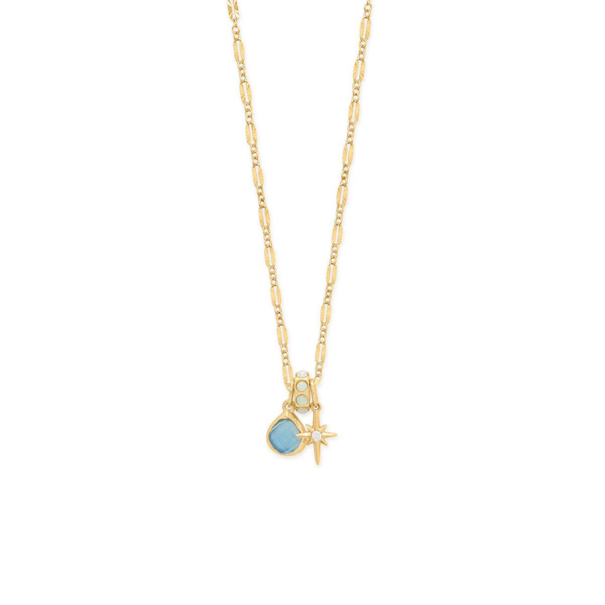 14 Karat Gold Plated Pear Blue Chalcedony Charm