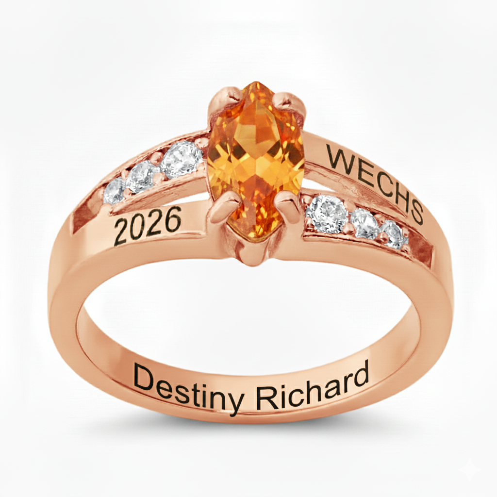 Promo Sterling Silver Ladies Marquise Birthstone w/ CZ Class Ring