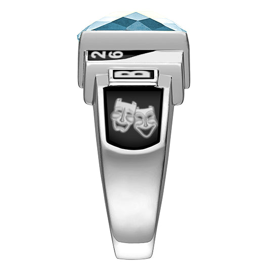 Promo Sterling Silver Faceted Rectangular Birthstone School Class Ring