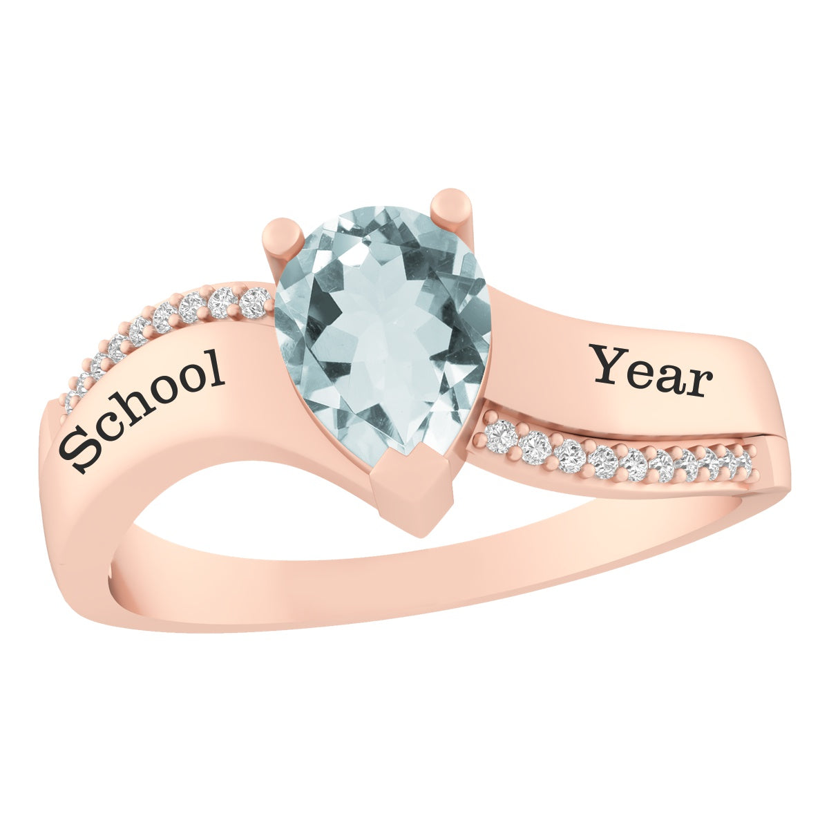 Promo Pearl Wave w/ Accents Birthstone Class Ring