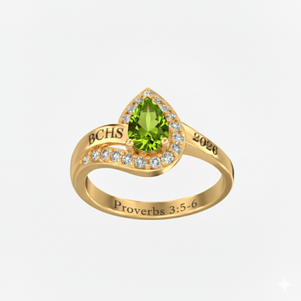 Promo Sterling Silver Pear Shaped Swirl Class Ring