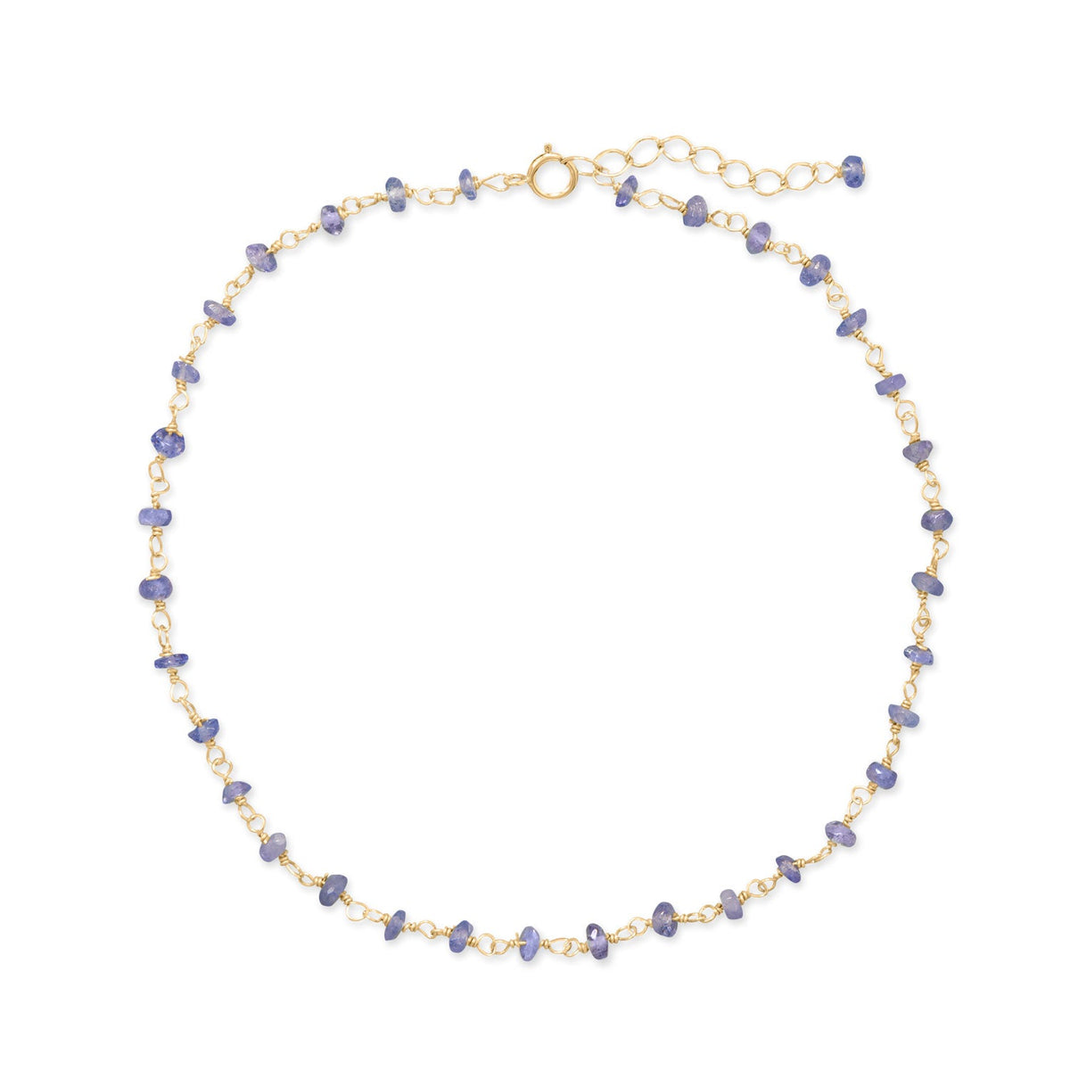 Lavender Love! 9.5" + 1" 14 Karat Gold Plated Tanzanite Bead Anklet