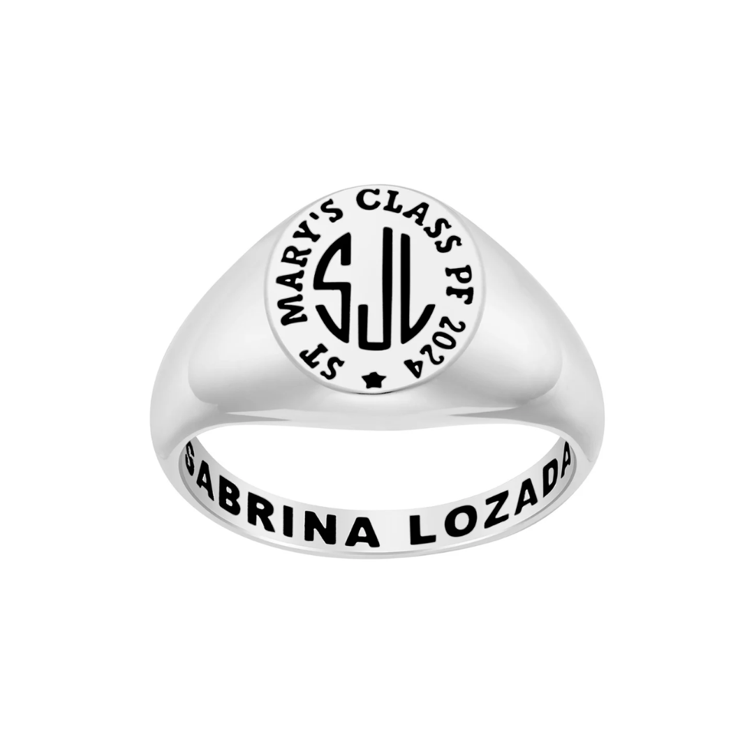 Sterling Silver Monogram Signet Class Ring
