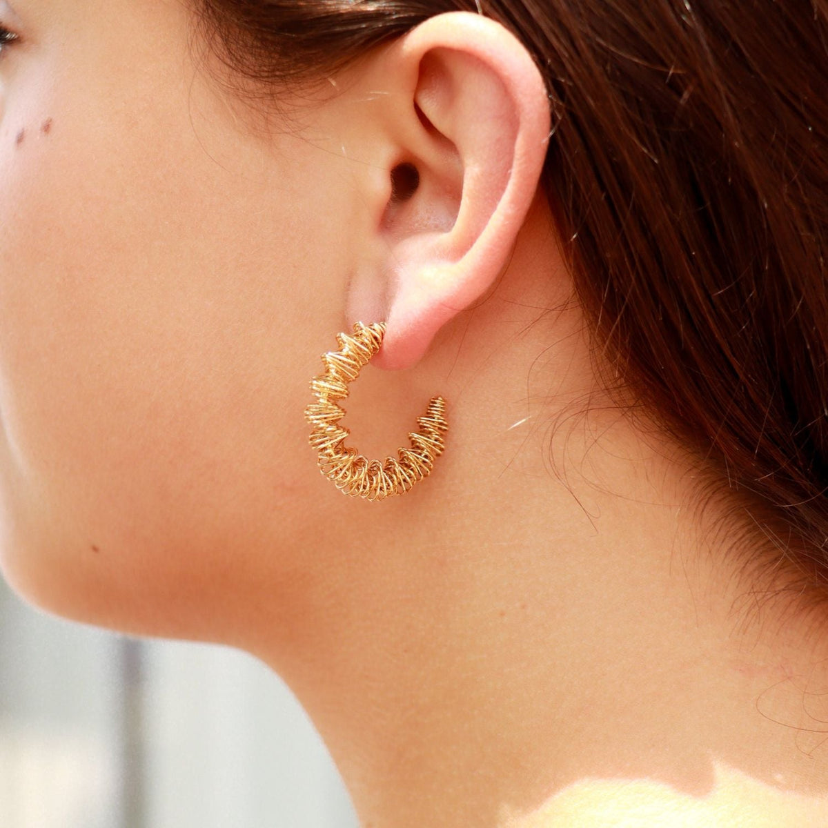 18 Karat Gold PVD Stainless Steel Wired Statement Hoop Earrings