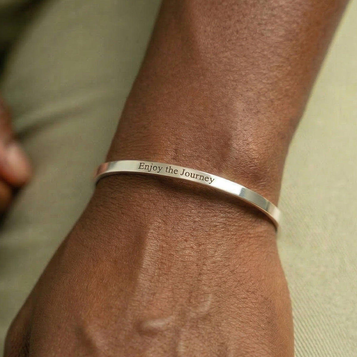 Stainless Steel "Enjoy the Journey" Cuff Bracelet