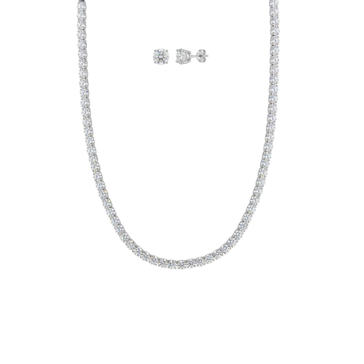 4-5mm CZ Tennis Necklace and Earrings Jewelry Set