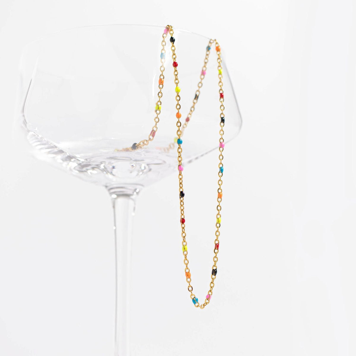 16" + 2" 18 Karat Gold PVD Stainless Steel Multicolor Confetti Satellite Necklace