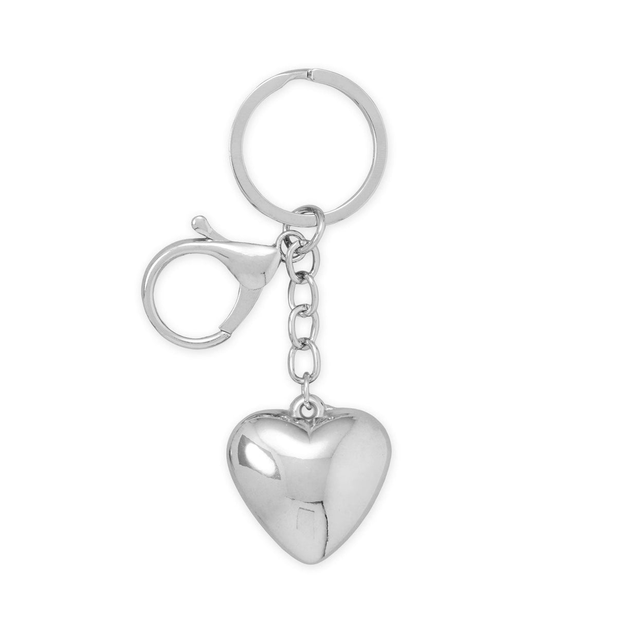 Silver Tone Smooth Heart Bag Charm