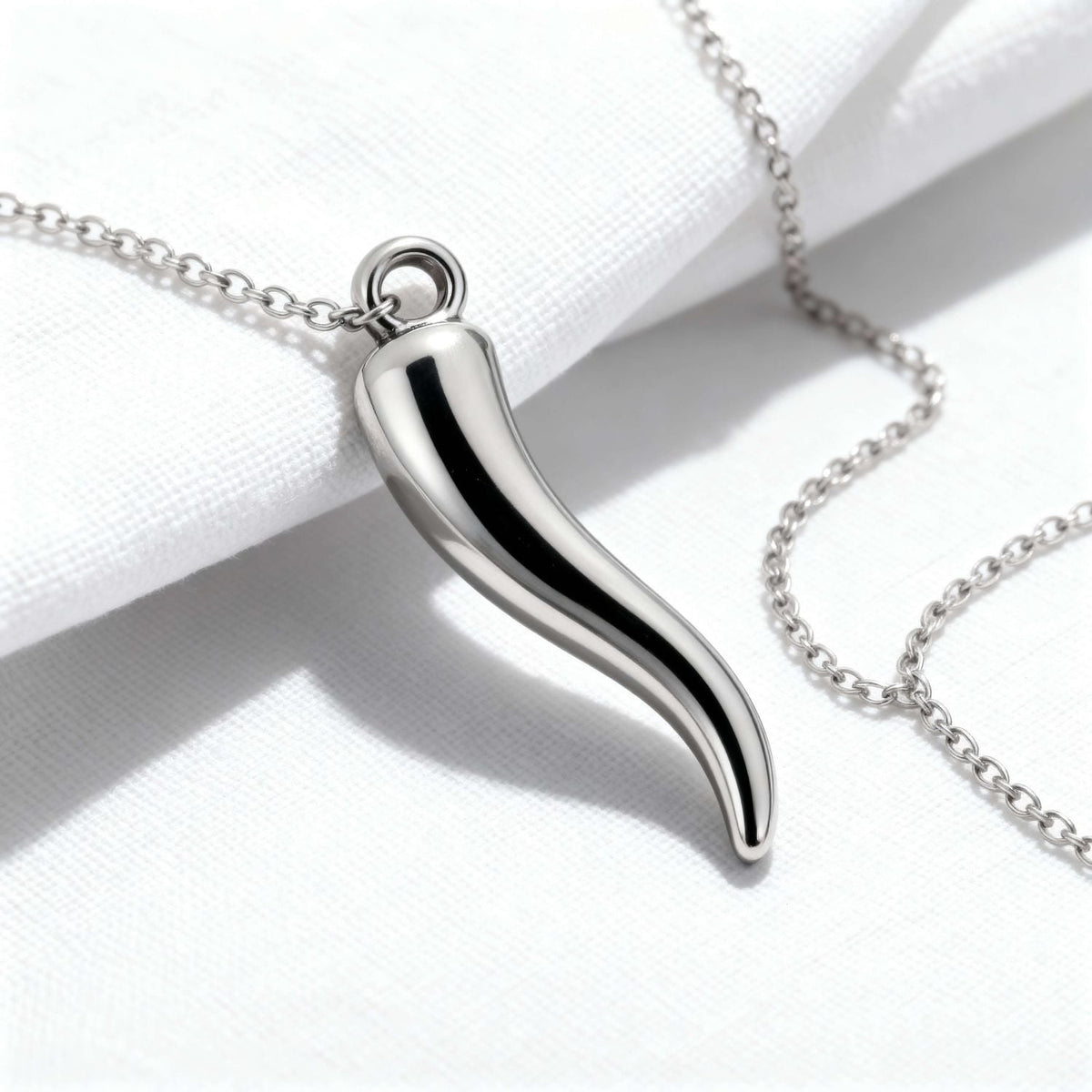 Stainless Steel Italian Horn 3D Charm