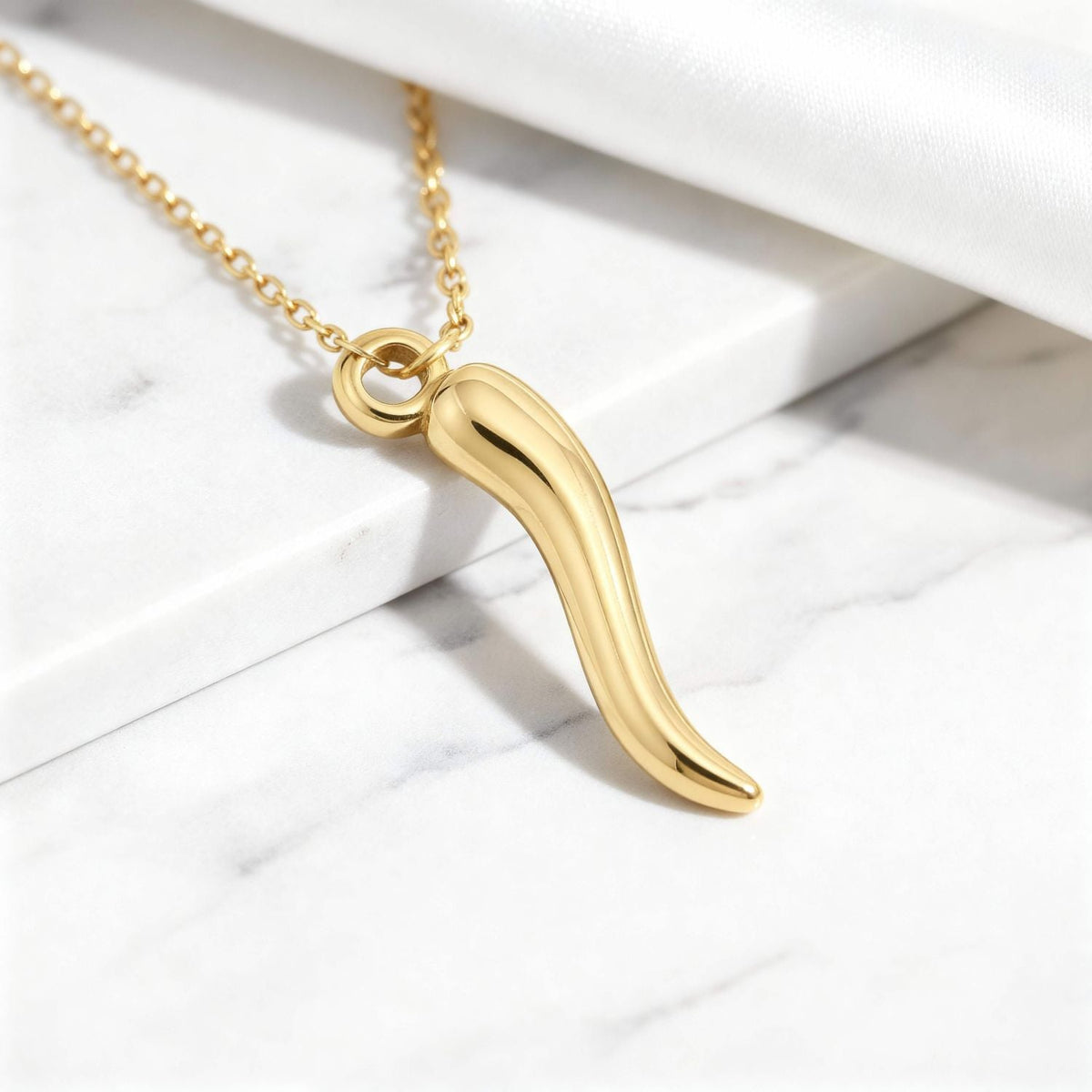 18 Karat Gold PVD Stainless Steel Italian Horn 3D Charm