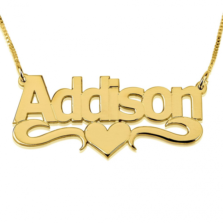Bold Name Heart Necklace