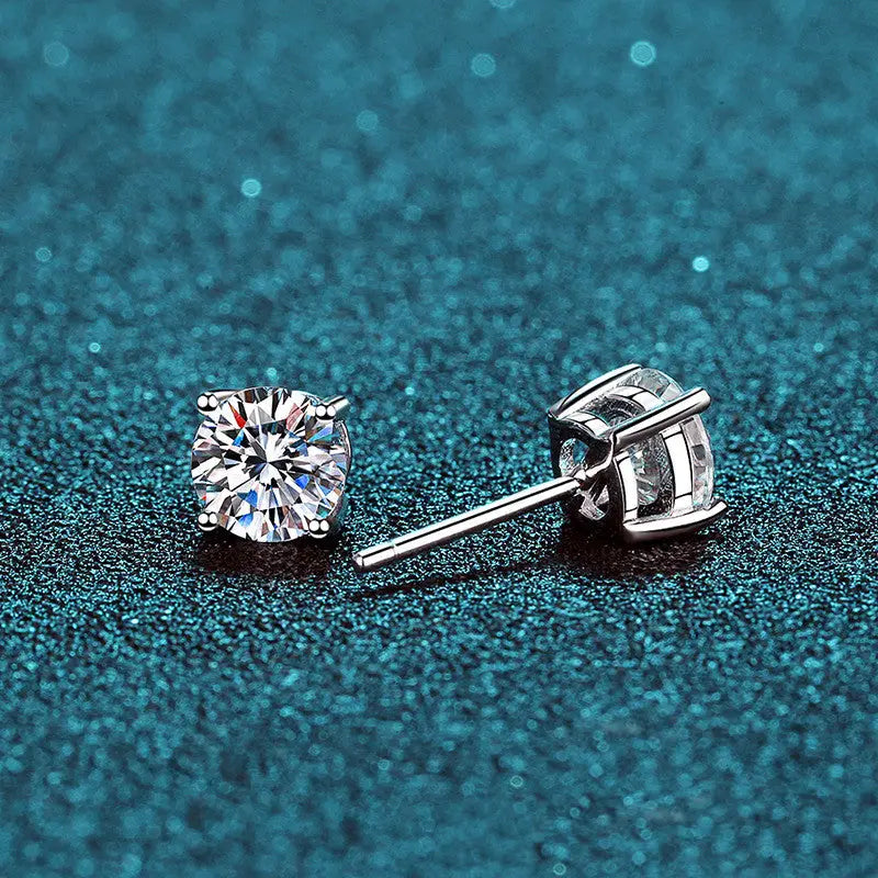 Four-Prong Moissanite Stud Earrings