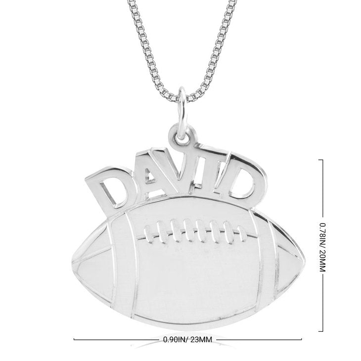 Sterling Silver Football Name Necklace