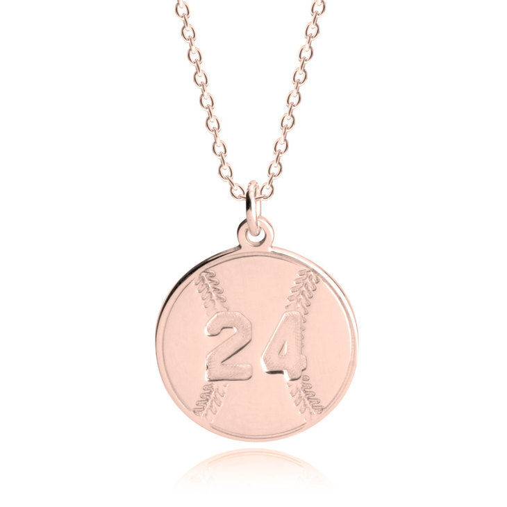 Rose Gold Plated Baseball Number Necklace