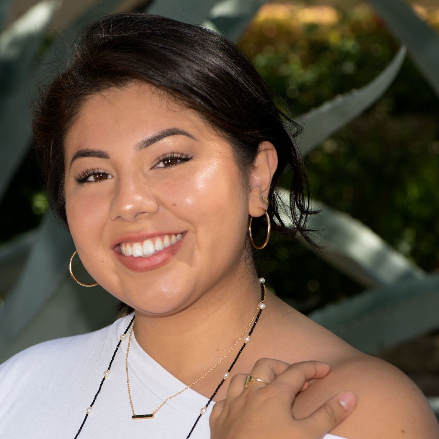 Endless Design Spinel and Cultured Freshwater Pearl Necklace