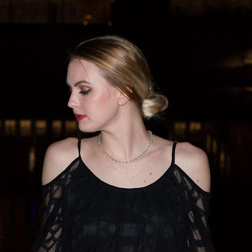 Two Strand 14 Karat Gold Plated Apatite Necklace