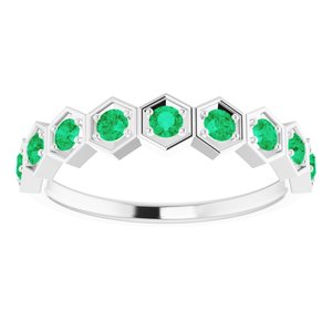 Sterling Silver Chatham® Created Emerald Stackable Ring