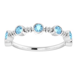 Sterling Silver Aquamarine Bezel-Set Ring