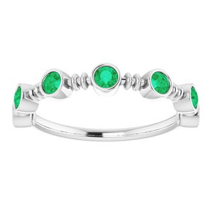 Platinum Emerald Bezel-Set Ring