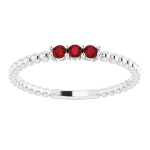 Platinum Mozambique Garnet Beaded Ring
