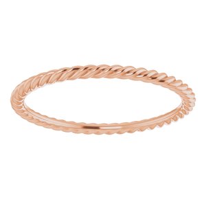 18K Rose 1.5 mm Skinny Rope Band Size 8