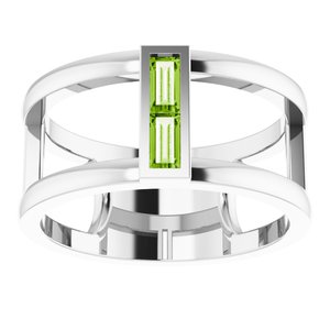 Platinum Peridot Baguette Ring