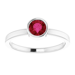 Platinum 5 mm Round Ruby Ring