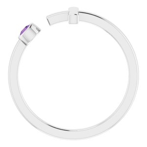 Sterling Silver Amethyst Negative Space Cross Ring