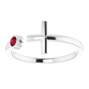 Platinum Ruby Negative Space Cross Ring